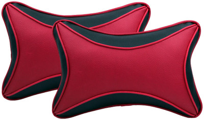 The StyleNook Red, Black Leather Car Pillow Cushion for Universal For Car(Rectangular)