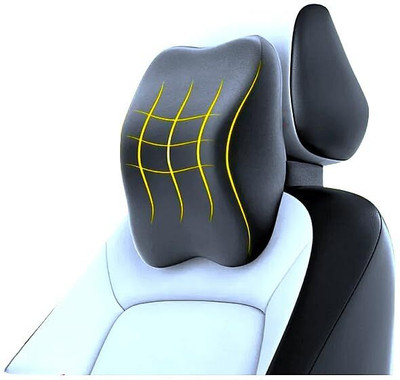 Zaxty Black Memory Foam Car Pillow Cushion for Maruti Suzuki, Hyundai, Honda, Mahindra, Toyota, Kia, MG, Nissan(Rectangular, Pack of 1)