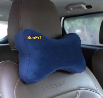 Bonfit Blue Memory Foam, Velvet Car Pillow Cushion for Ford, Maruti Suzuki(Rectangular, Pack of 2)