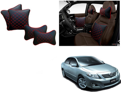 Automotive Prist Black Leatherite Car Pillow Cushion for Toyota(Rectangular, Square, Pack of 4)