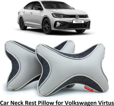 AUTOFIT Grey, Black Leather Car Pillow Cushion for Volkswagen(Rectangular, Pack of 2)