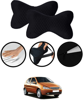 RKPSP Black Velvet Car Pillow Cushion for Tata(Rectangular, Pack of 2)