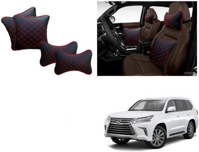 Automotive Prist Black Leatherite Car Pillow Cushion for Lexus(Rectangular, Square, Pack of 4)