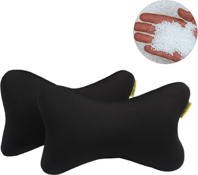 ORKA Black Polyester, Velvet Car Pillow Cushion for Universal For Car(Rectangular)