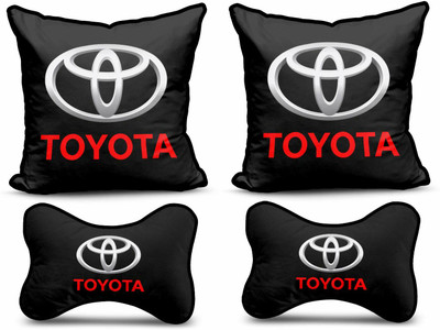 Anita Corporation Car Cushion And Head Rest Pillow For Pain Relief Cervical, Back And Neck Support Microfibre Solid Cushion Pack of 4(Black)