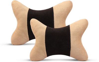 Auto Hub Black, Beige Velvet Car Pillow Cushion for Universal For Car(Rectangular, Pack of 2)
