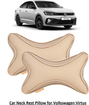 AUTOFIT Beige Leather Car Pillow Cushion for Volkswagen(Rectangular, Pack of 2)