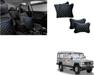 Automotive Prist Black Leatherite Car Pillow Cushion for Toyota(Square, Rectangular, Pack of 4)