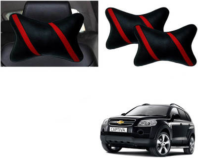 Automotive Prist Black, Red Leatherite Car Pillow Cushion for Chevrolet(Rectangular, Pack of 2)