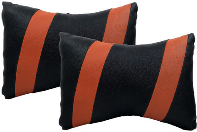 The StyleNook Black, Orange Leather Car Pillow Cushion for Universal For Car(Rectangular)