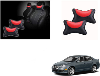 Automotive Prist Black, Red Leatherite Car Pillow Cushion for Volkswagen(Rectangular, Pack of 2)