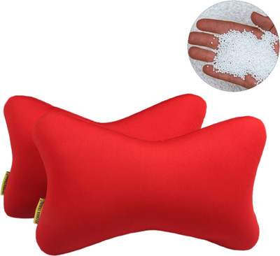 ORKA Red Polyester, Velvet Car Pillow Cushion for Universal For Car(Rectangular)