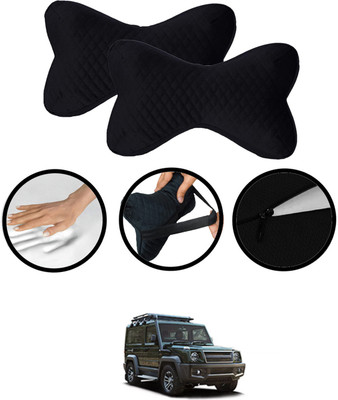 RKPSP Black Velvet Car Pillow Cushion for Force(Rectangular, Pack of 2)