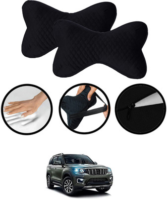 RKPSP Black Velvet Car Pillow Cushion for Mahindra(Rectangular, Pack of 2)