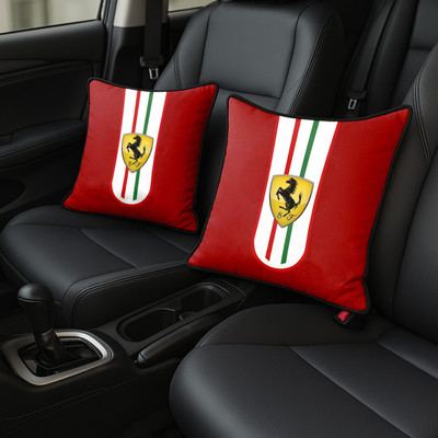 Zoom Trade Red Polyester Car Pillow Cushion for Universal For Car(Square, Pack of 2)