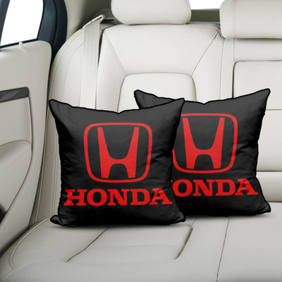 kioni Black Polyester Car Pillow Cushion for Honda(Square, Pack of 2)