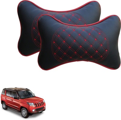 AutoKraftZ Black, Red Leatherite Car Pillow Cushion for Mahindra(Rectangular, Pack of 2)