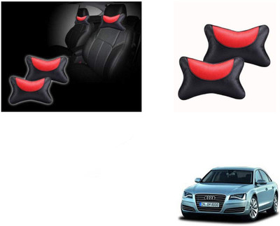 Automotive Prist Black, Red Leatherite Car Pillow Cushion for Audi(Rectangular, Pack of 2)