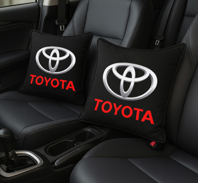 Zoom Trade Black Polyester Car Pillow Cushion for Toyota(Square, Pack of 2)