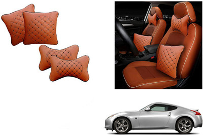 Automotive Prist Brown Leatherite Car Pillow Cushion for BMW(Rectangular, Square, Pack of 4)