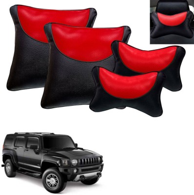 AUTO PEARL Red, Black Leatherite Car Pillow Cushion for Universal For Car(Rectangular, Square, Pack of 4)