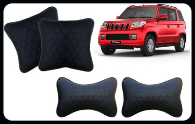 PEEPS STORE Black, Blue Leatherite Car Pillow Cushion for Mahindra(Rectangular, Pack of 4)
