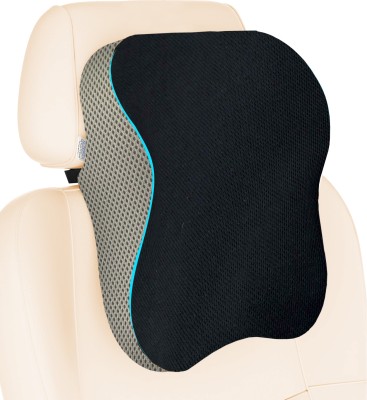 Sleepsia Black, Grey Polyester Car Pillow Cushion for Universal For Car(Rectangular, Pack of 1)