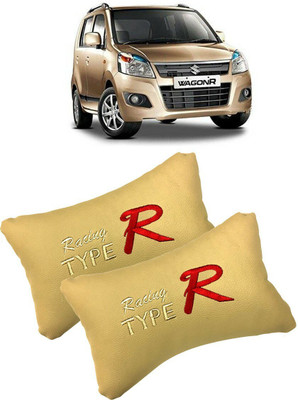 SHOOLIN Beige Leatherite Car Pillow Cushion for Universal For Car(Rectangular, Pack of 2)