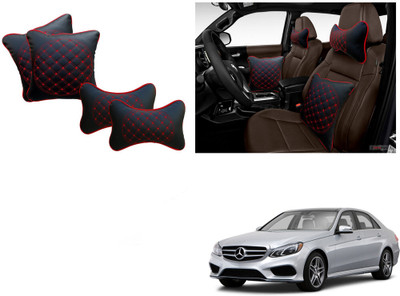 Automotive Prist Black Leatherite Car Pillow Cushion for Mercedes Benz(Rectangular, Square, Pack of 4)