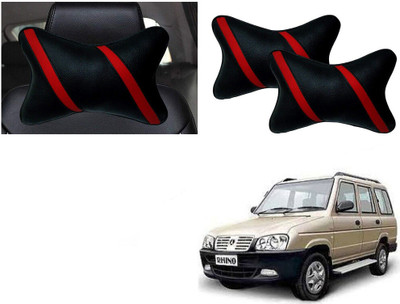 Automotive Prist Black, Red Leatherite Car Pillow Cushion for Universal For Car(Rectangular, Pack of 2)