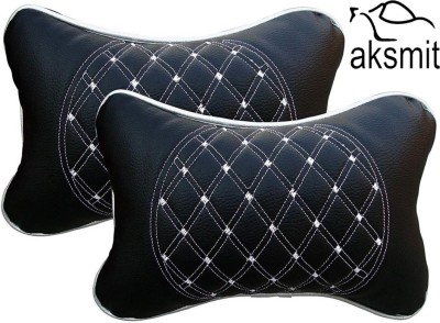 aksmit Black, White Leatherite Car Pillow Cushion for Universal For Car(Rectangular, Pack of 2)