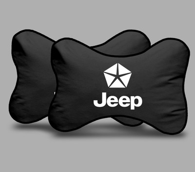 Anita Corporation Black Polyester Car Pillow Cushion for Universal For Car(Rectangular, Pack of 2)