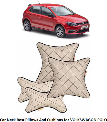 AUTOFIT Beige, Black Leather Car Pillow Cushion for Volkswagen(Rectangular, Square, Pack of 4)