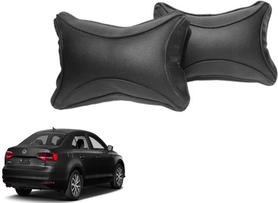 ROYAL AUTO MART Black Leatherite Car Pillow Cushion for Volkswagen(Rectangular, Pack of 2)