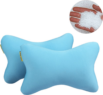 ORKA Blue Polyester, Velvet Car Pillow Cushion for Universal For Car(Rectangular)