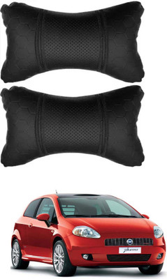 RONISH Black Leatherite Car Pillow Cushion for Fiat(Rectangular, Pack of 2)
