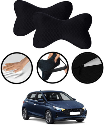 RKPSP Black Velvet Car Pillow Cushion for Hyundai(Rectangular, Pack of 1)