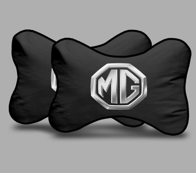 MeeFactory Black Polyester Car Pillow Cushion for MG(Rectangular, Pack of 2)