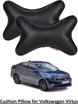 AUTOFIT Black Leather Car Pillow Cushion for Volkswagen(Rectangular, Pack of 2)