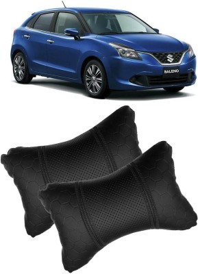 AutoKraftZ Black Leatherite Car Pillow Cushion for Universal For Car(Rectangular, Pack of 2)