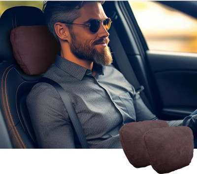 Auto Oprema Brown Polyester Car Pillow Cushion for Universal For Car(Rectangular, Pack of 2)