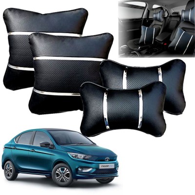 AUTO PEARL Black Leatherite Car Pillow Cushion for Tata(Rectangular, Square, Pack of 4)