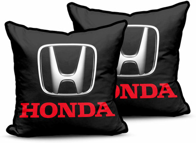 kioni Black Polyester Car Pillow Cushion for Honda(Square, Pack of 2)