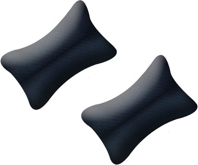 Edylinn Black Leather Car Pillow Cushion for Universal For Car(Rectangular, Pack of 2)