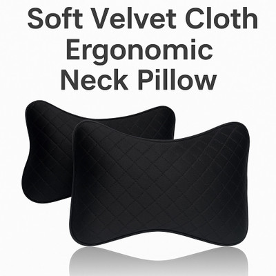 autouniko Black Velvet Car Pillow Cushion for Universal For Car(Round, Pack of 2)