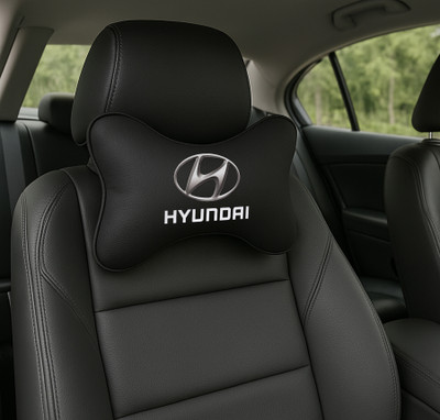 Zoom Trade Black Polyester Car Pillow Cushion for Hyundai(Oval, Pack of 2)