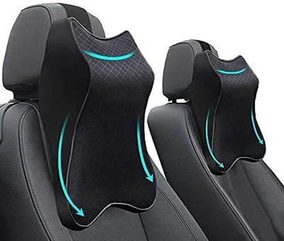 Doyelex Black Memory Foam Car Pillow Cushion for Universal For Car(Rectangular, Pack of 2)