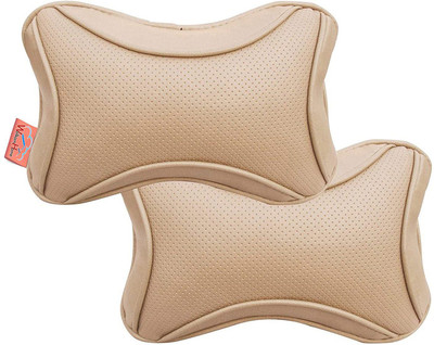 WolkomHome Beige Leather Car Pillow Cushion for Universal For Car(Rectangular, Pack of 4)