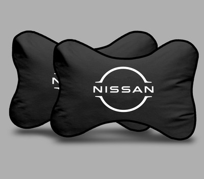 kioni Black Polyester Car Pillow Cushion for Nissan(Rectangular, Pack of 2)