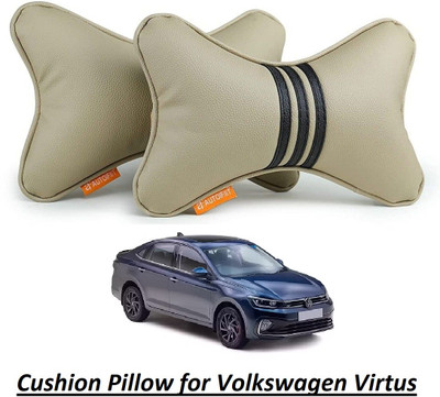 AUTOFIT Black, Beige Leather Car Pillow Cushion for Volkswagen(Rectangular, Pack of 2)